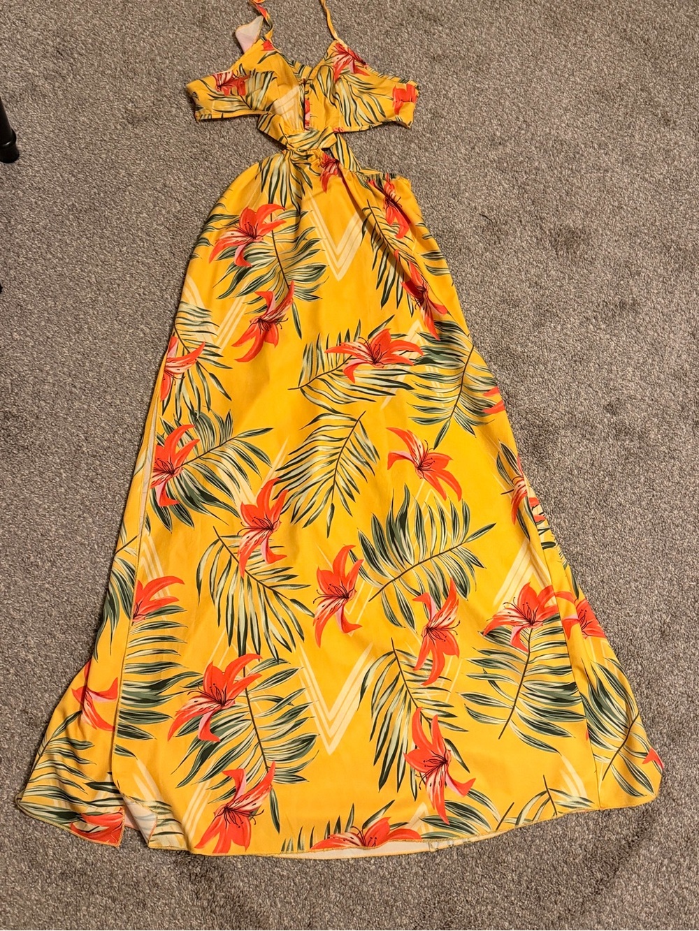 Tropical Yellow Floral Maxi Dress